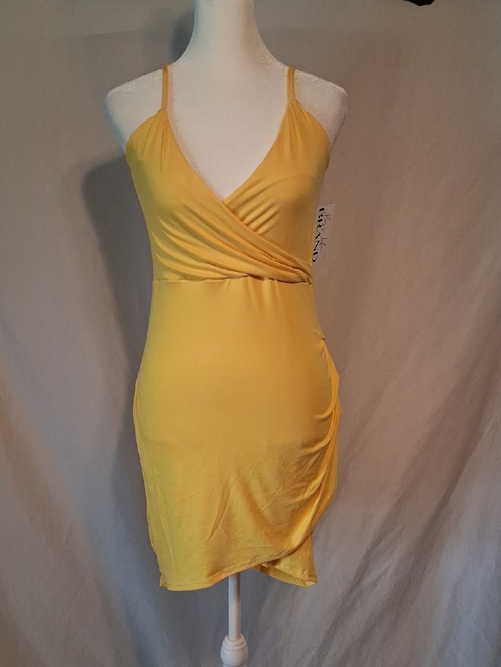 Sleeveless Yellow Women's Capella Summer Babe  Ruched Asymmetric Mini Dress